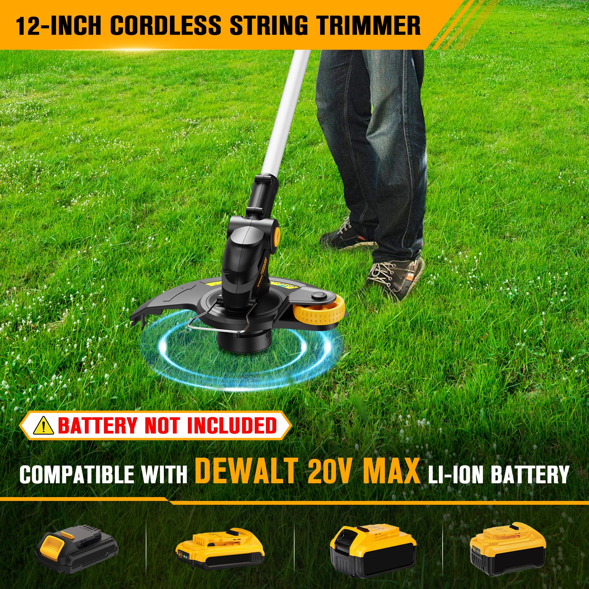 12-inch cutting head tilted for precise edging along a sidewalk.