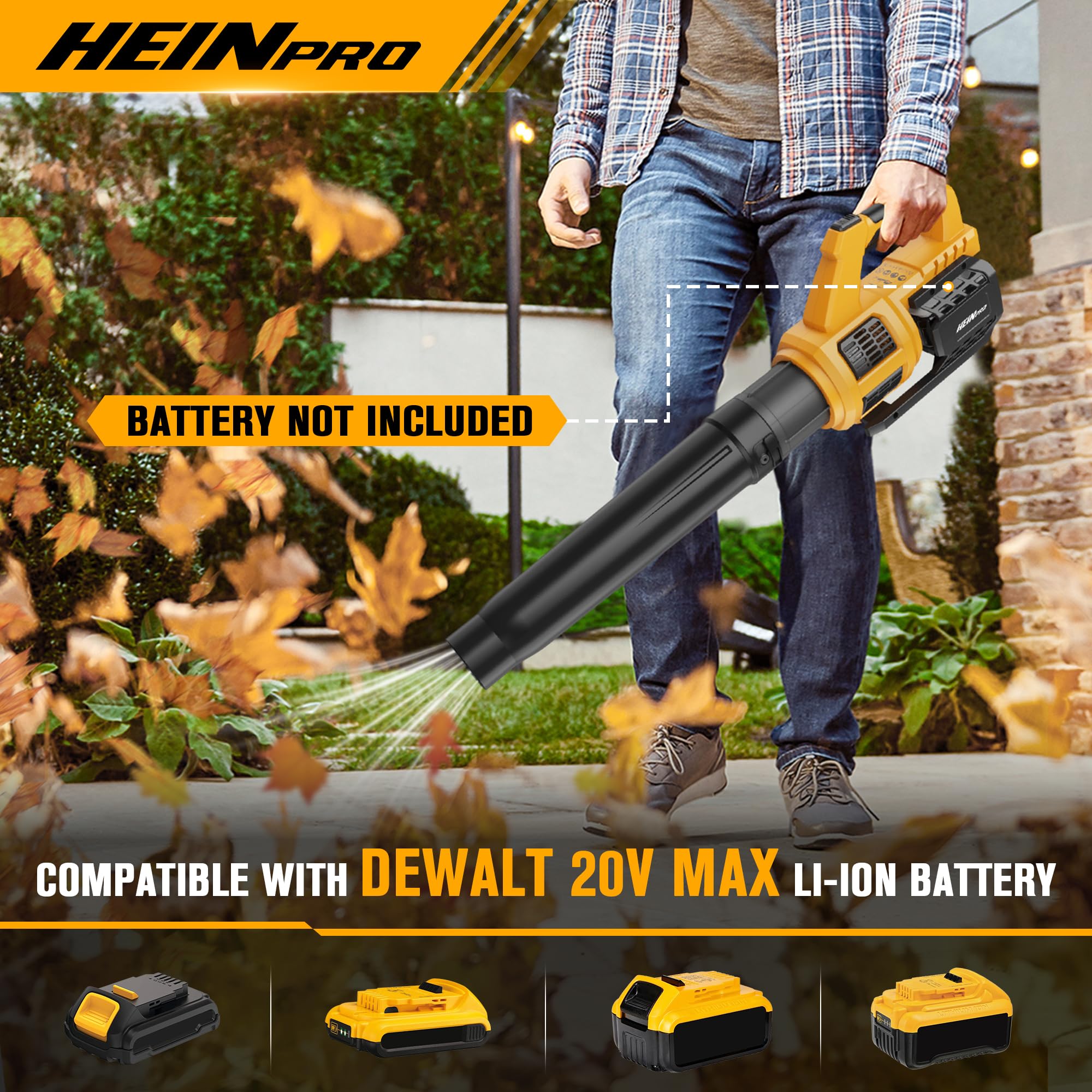 HEINPRO compatible with DeWALT 20V MAX batteries for flexible power.