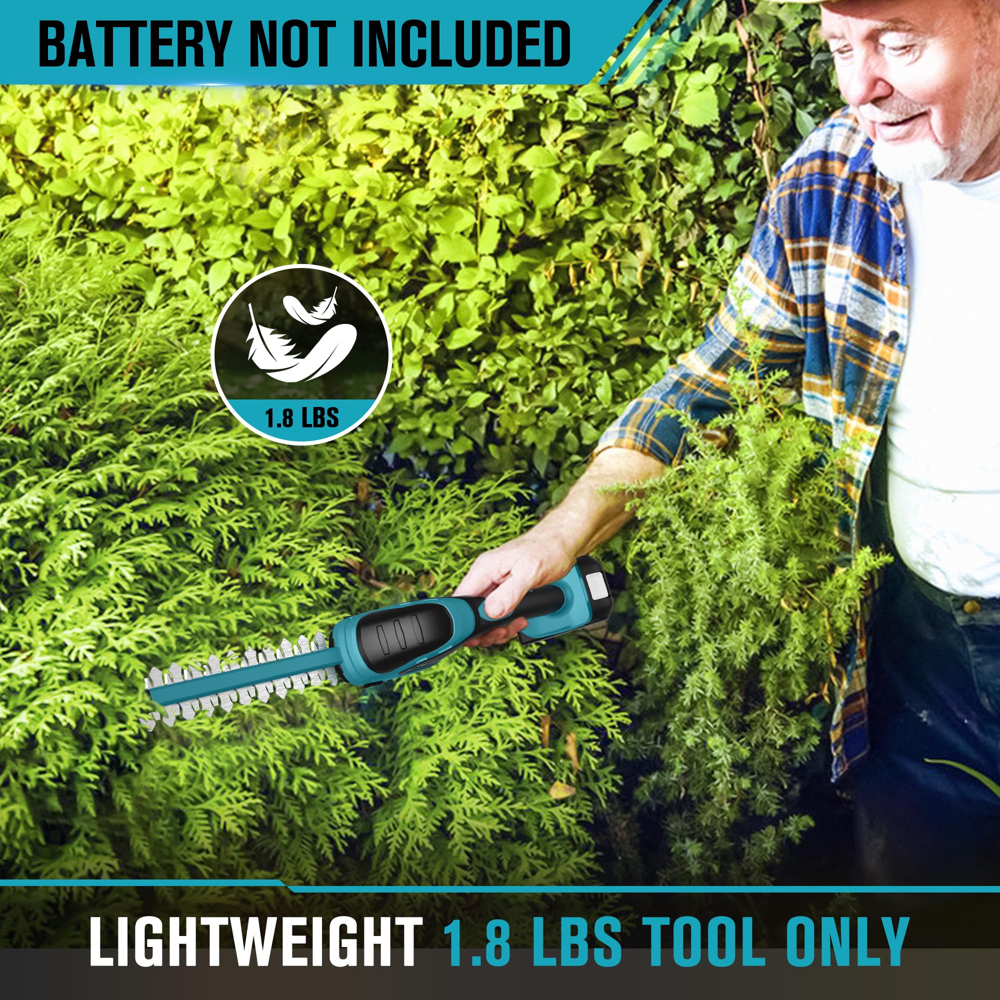 Blade guard and safety lock prevent accidental activation.
