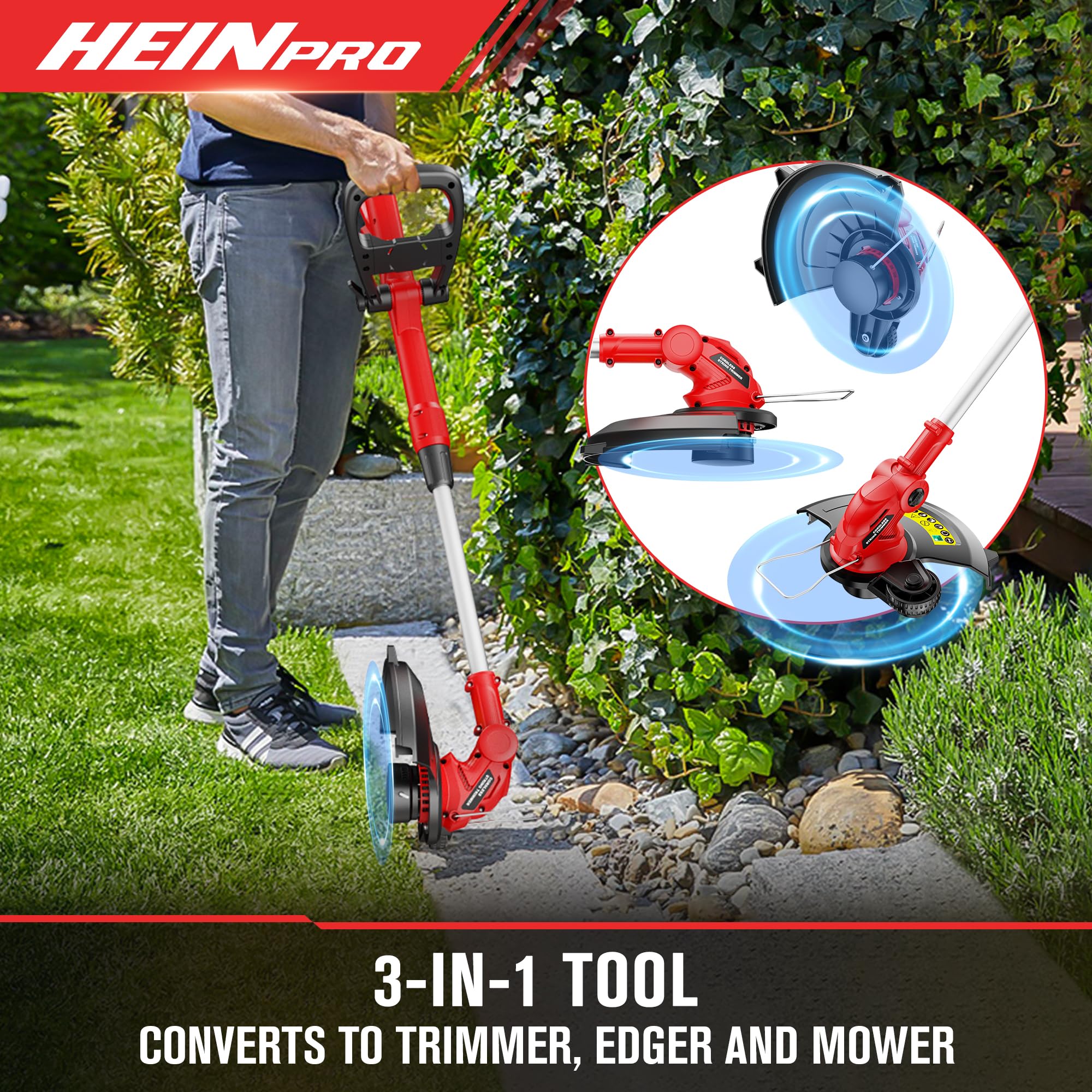 0-90 degree head tilt for reaching uneven edges with steady control.