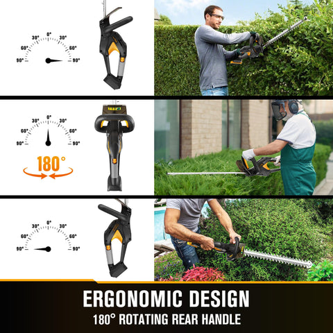 HEINPRO 4.4-pound lightweight hedge trimmer reduces fatigue during use.