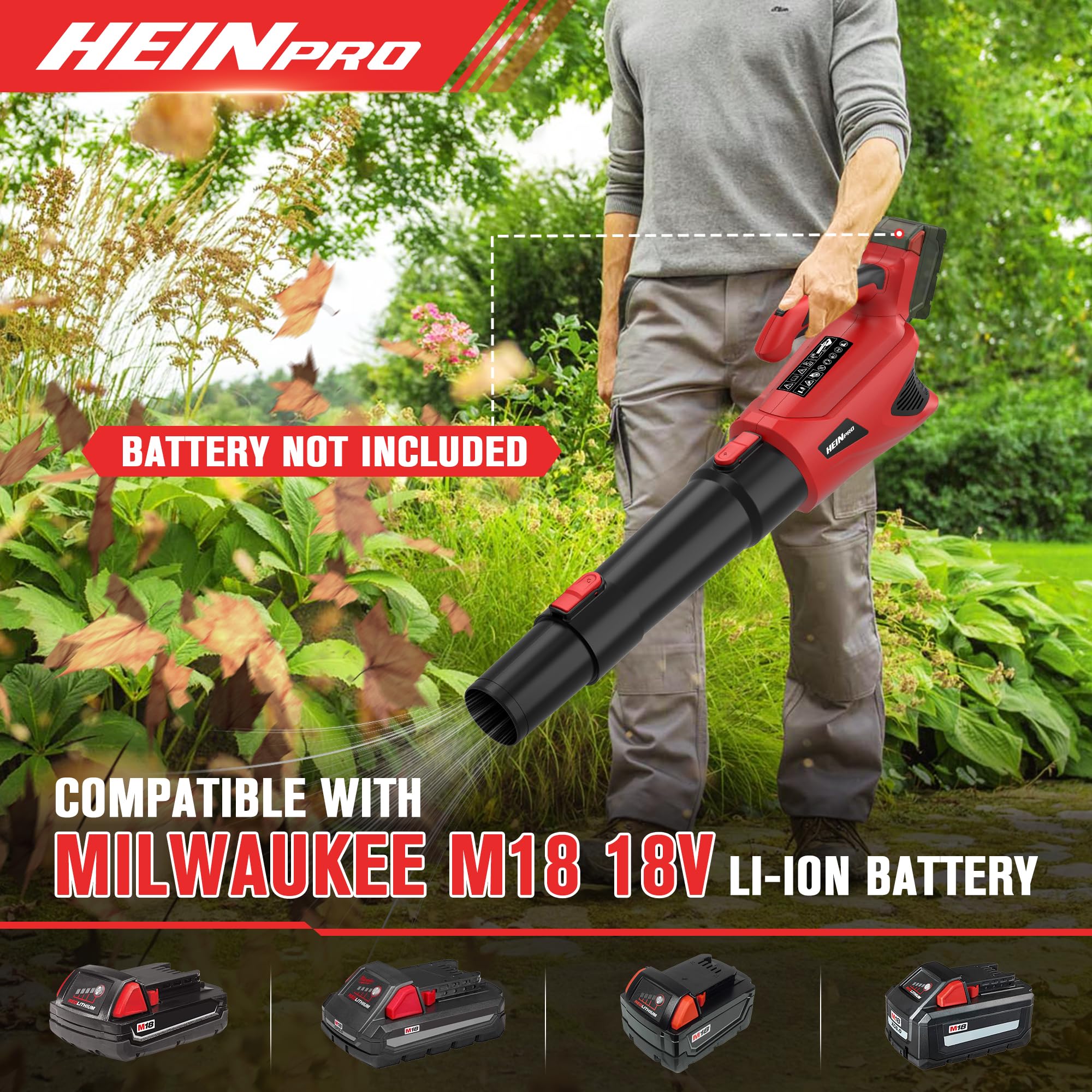 HEINPRO works with Milwaukee M18 batteries for flexible power options.