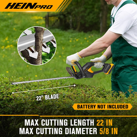 HEINPRO hedge trimmer with built-in overcurrent protection for reliability.