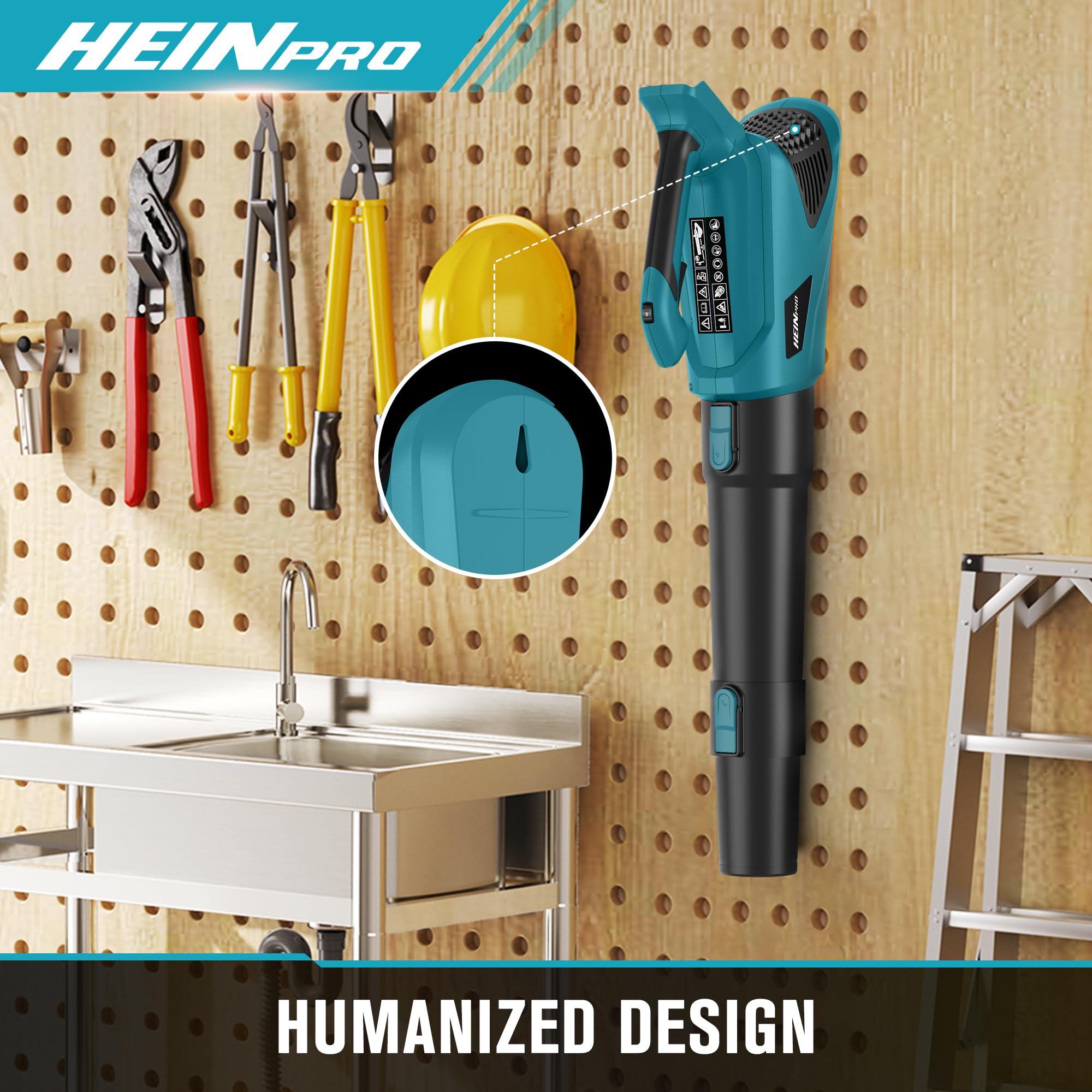 HEINPRO compact storage hook helps tidy sheds and garages.