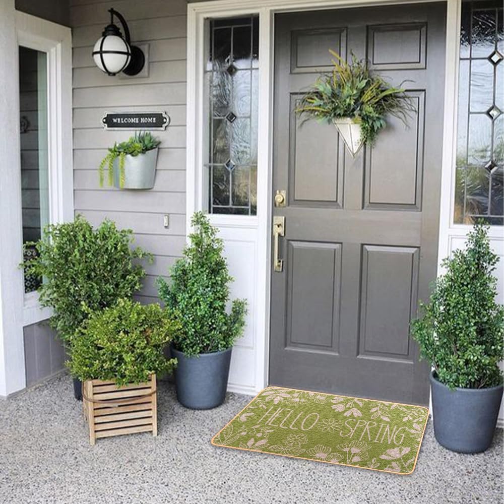 Heirloom Haven Hello Spring door mat easy to clean with hose or damp cloth.