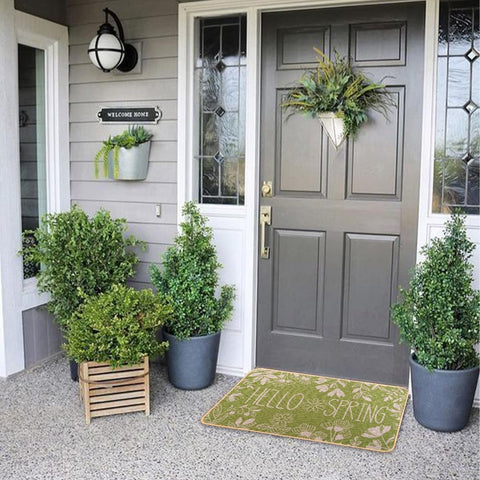 Heirloom Haven Hello Spring door mat easy to clean with hose or damp cloth.