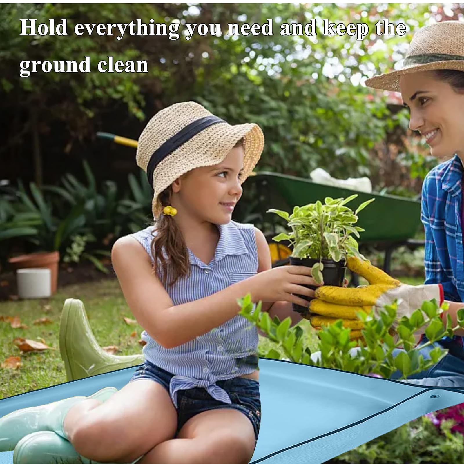 HejVulkan easy-clean repotting mat blue wipes clean quickly after projects.