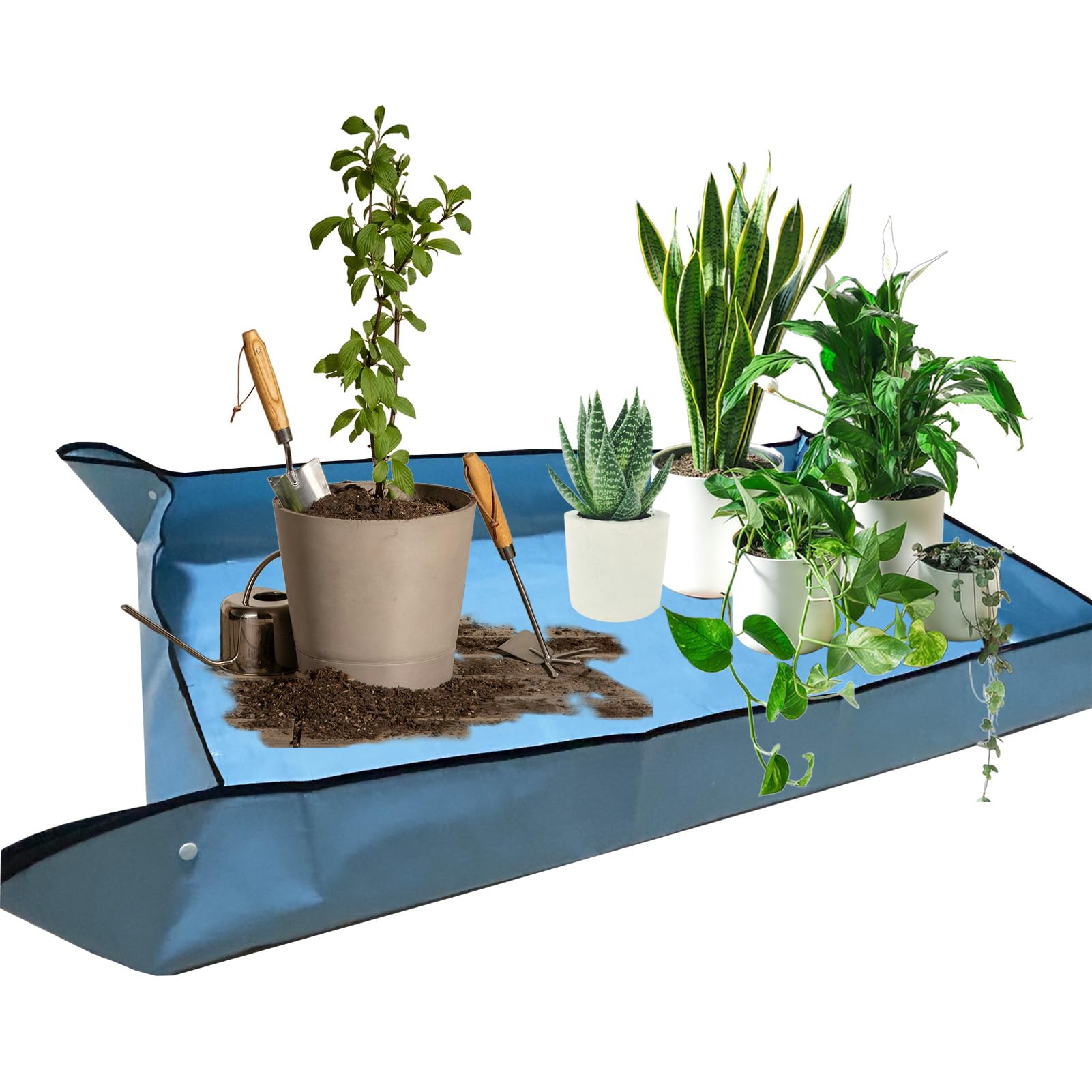 HejVulkan repotting mat 59x39 blue ideal for mess-free plant transplanting.