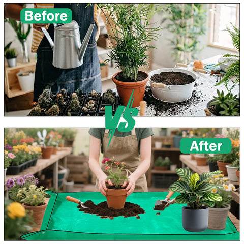 HejVulkan repotting mat folded for storage keeps workspace tidy and ready