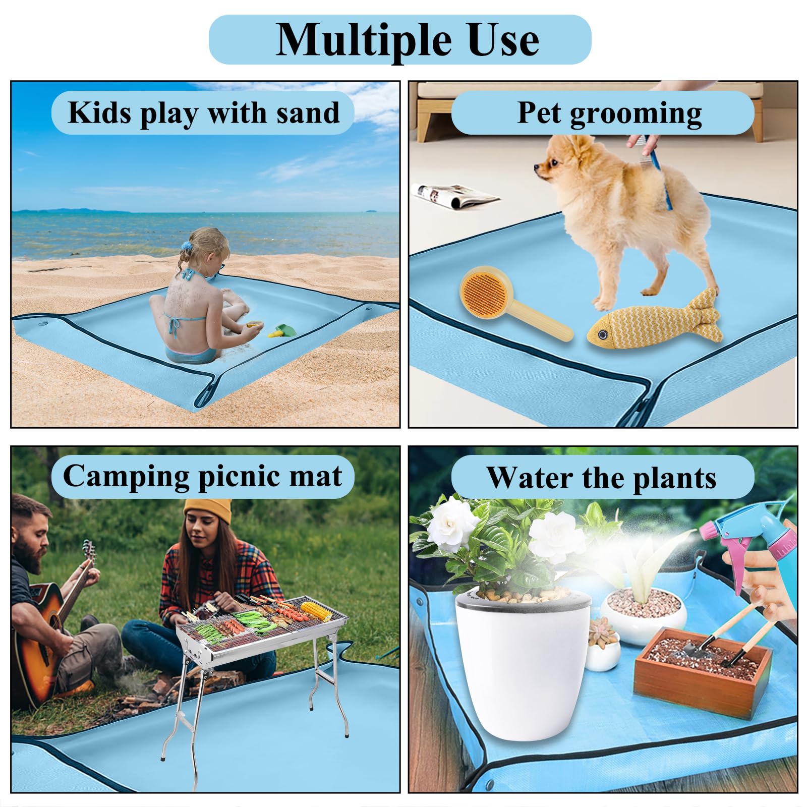 HejVulkan roll-up gardening mat blue rolls compactly for storage.