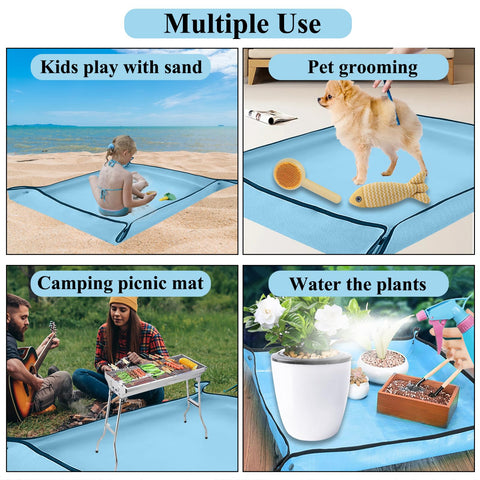 HejVulkan roll-up gardening mat blue rolls compactly for storage.