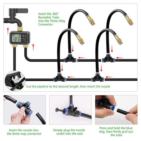 HEKIWAY 360-degree adjustable nozzles enabling precise watering.