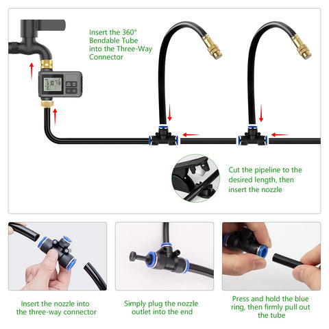 HEKIWAY Bendable Tubing holds its shape for flexible water routing.