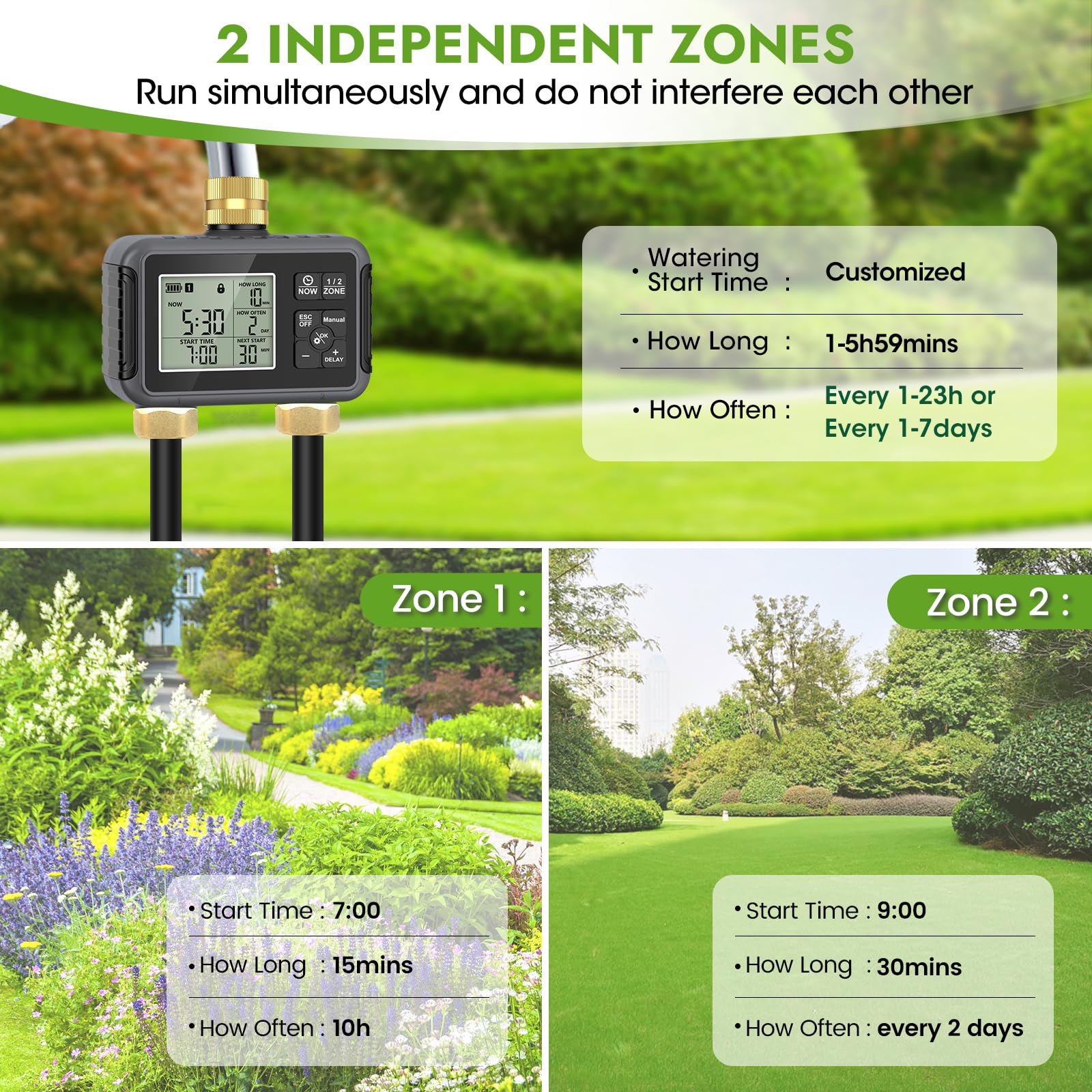 HEKIWAY smart water timer control panel for easy scheduling.