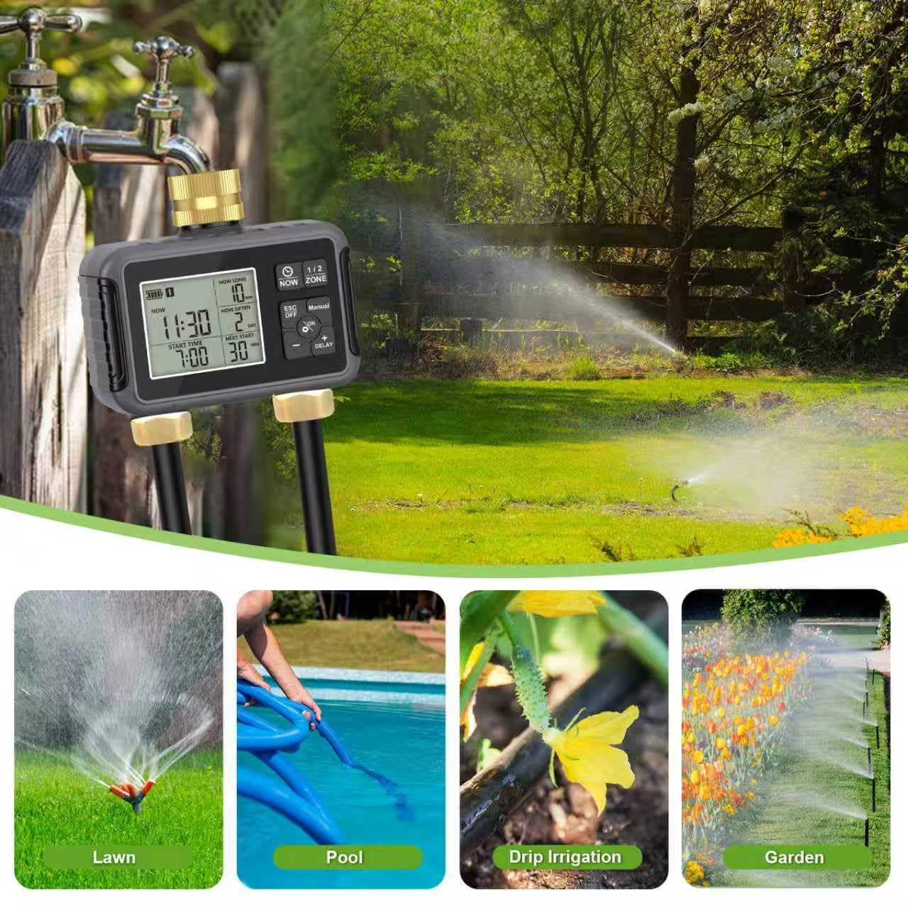 HEKIWAY irrigation system in action watering garden beds.