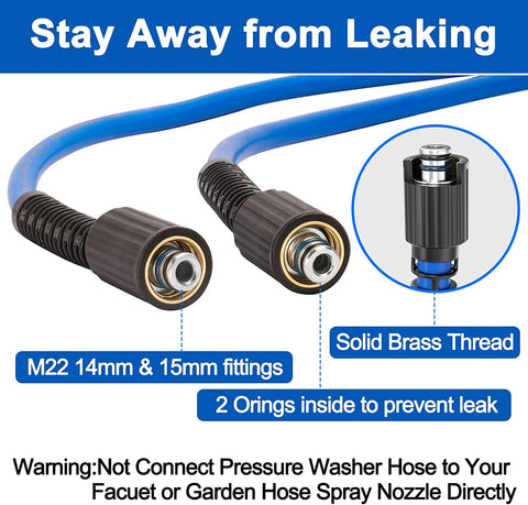 Heliwoo 25 ft hose suitable for gas or electric pressure washers.