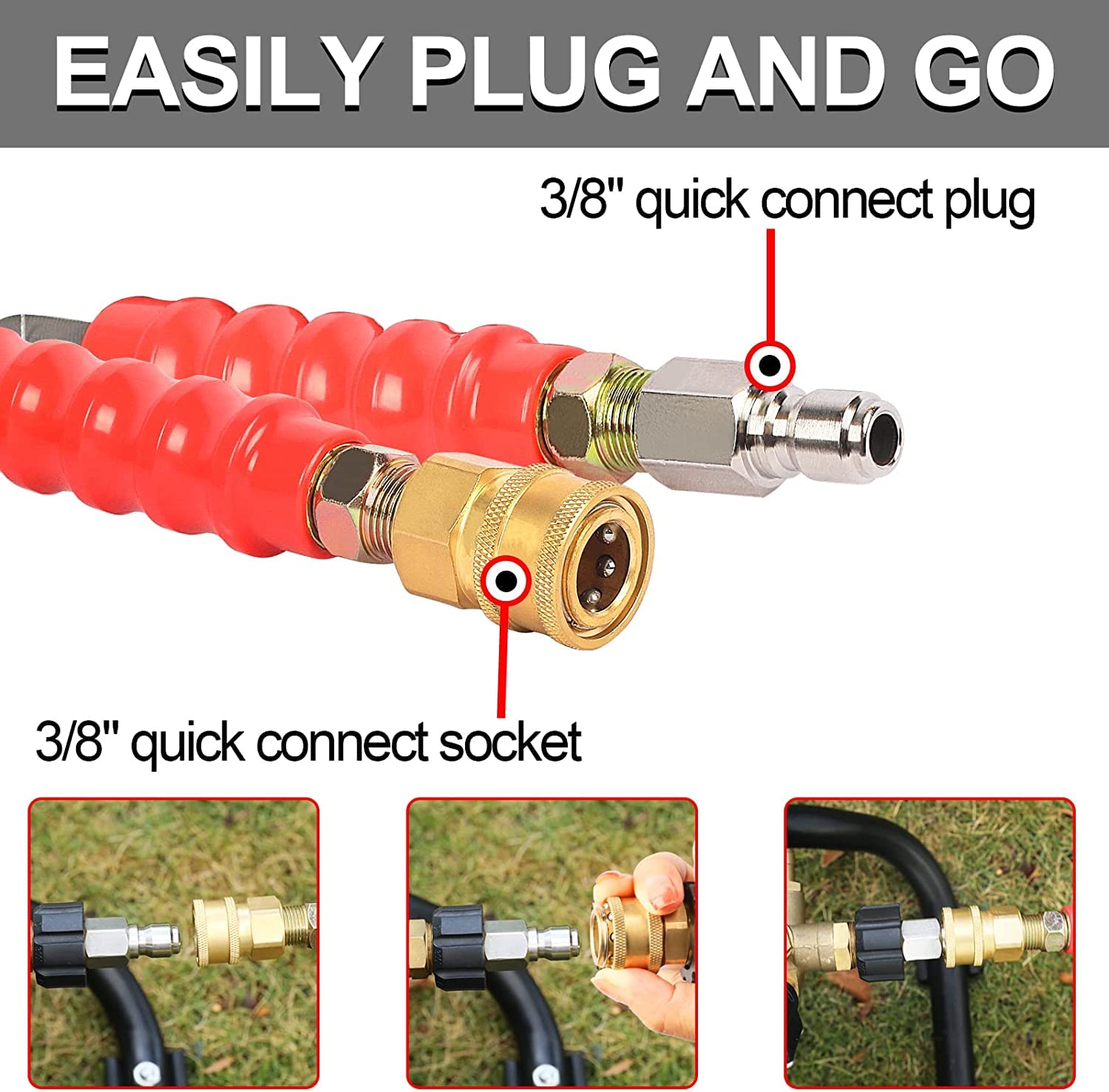 Heliwoo 38 quick-connect hose for fast, effortless setup