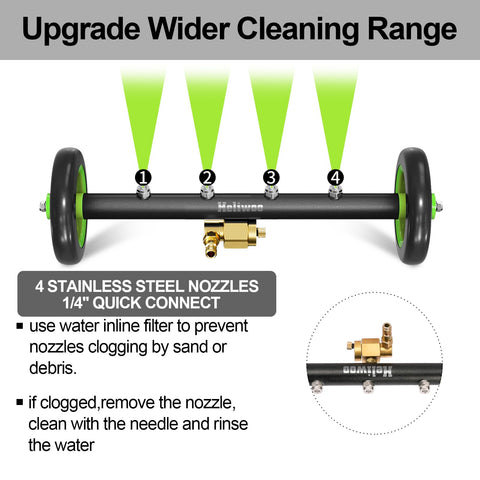 Heliwoo dual mode cleaner demonstrates undercarriage and water broom functionality in one tool
