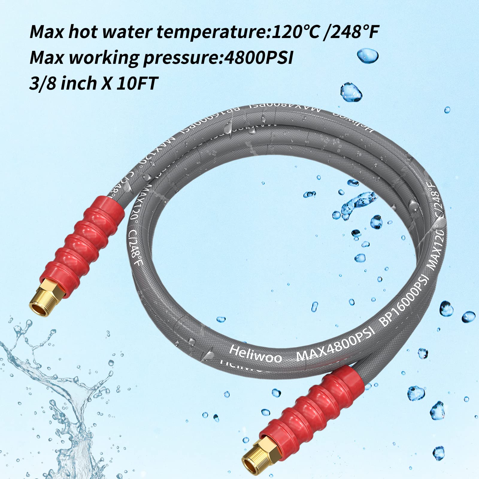 Heliwoo durable steel-braid construction supports higher flow and pressure.