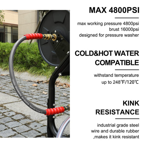 Heliwoo hot-water compatible hose for hot or cold wash tasks.