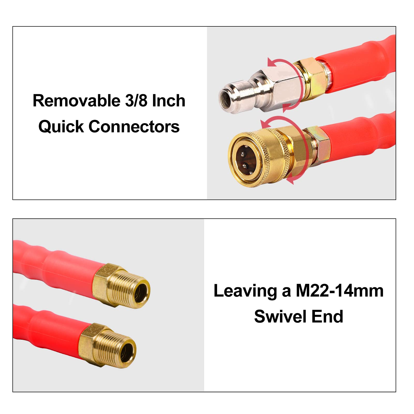 Heliwoo non-marking kink-resistant hose protects surfaces during cleaning.