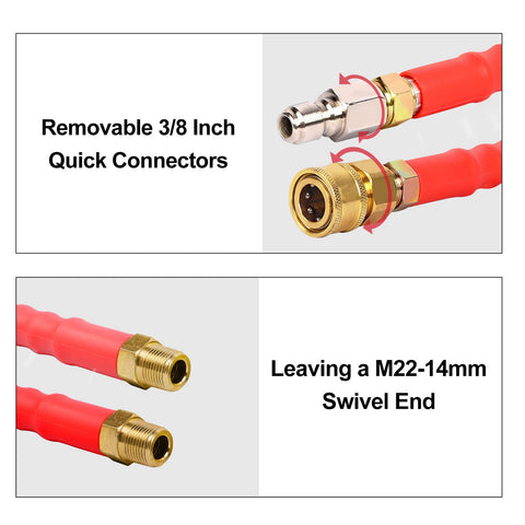 Heliwoo non-marking kink-resistant hose protects surfaces during cleaning.