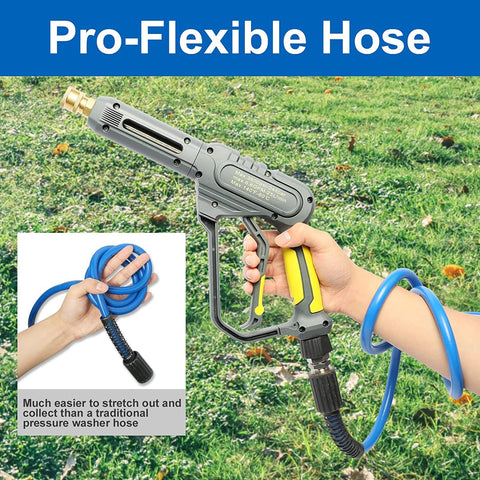 Heliwoo protective end sleeves safeguard the hose from bending and wear.