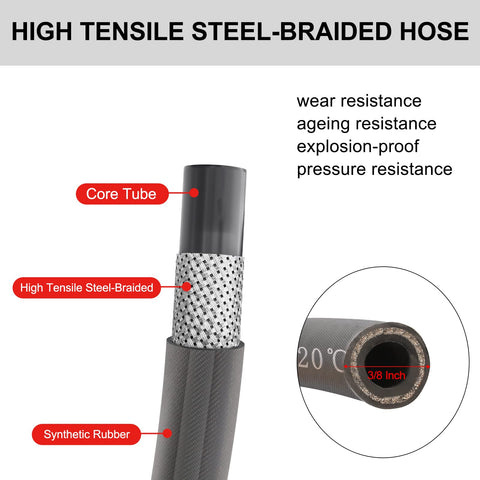Heliwoo steel-braid durable hose providing long-lasting reliability.