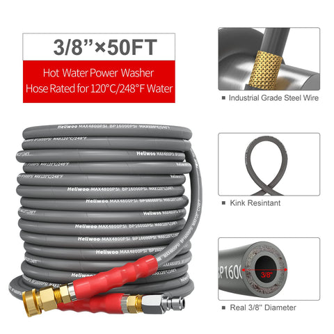 Heliwoo steel braided kink-proof hose designed for rugged cleaning sessions