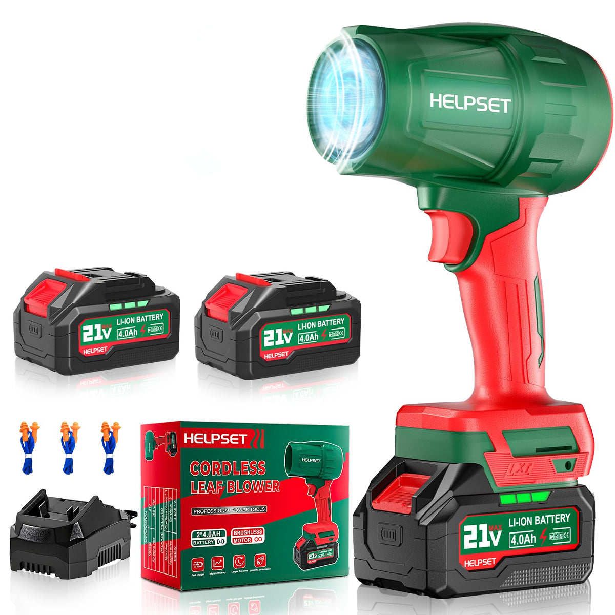 HelpSet cordless leaf blower motor delivering strong airflow for tough debris
