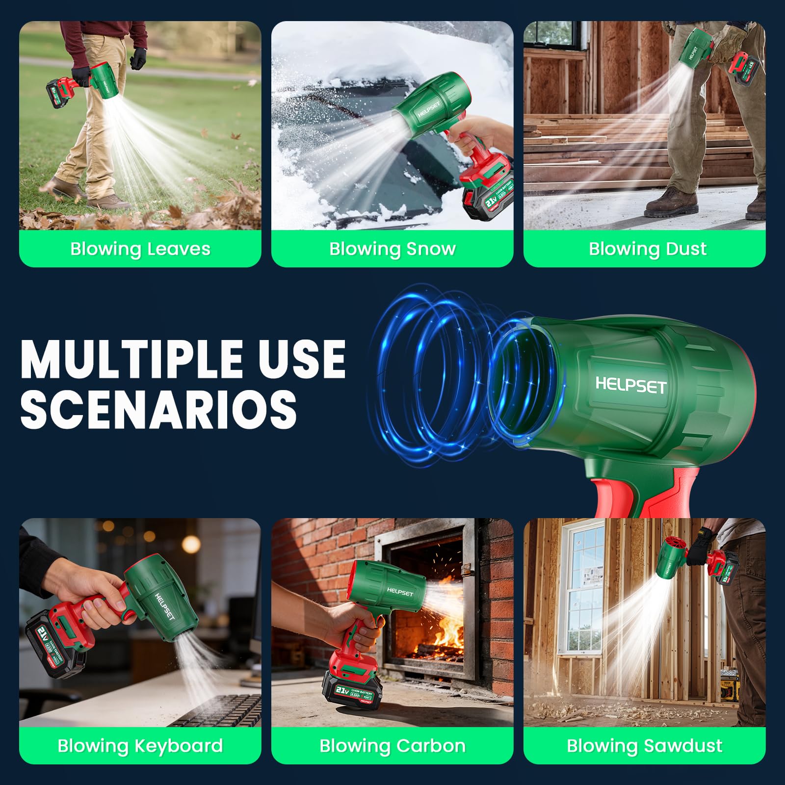 HelpSet cordless leaf blower overheat protection for safe, prolonged use
