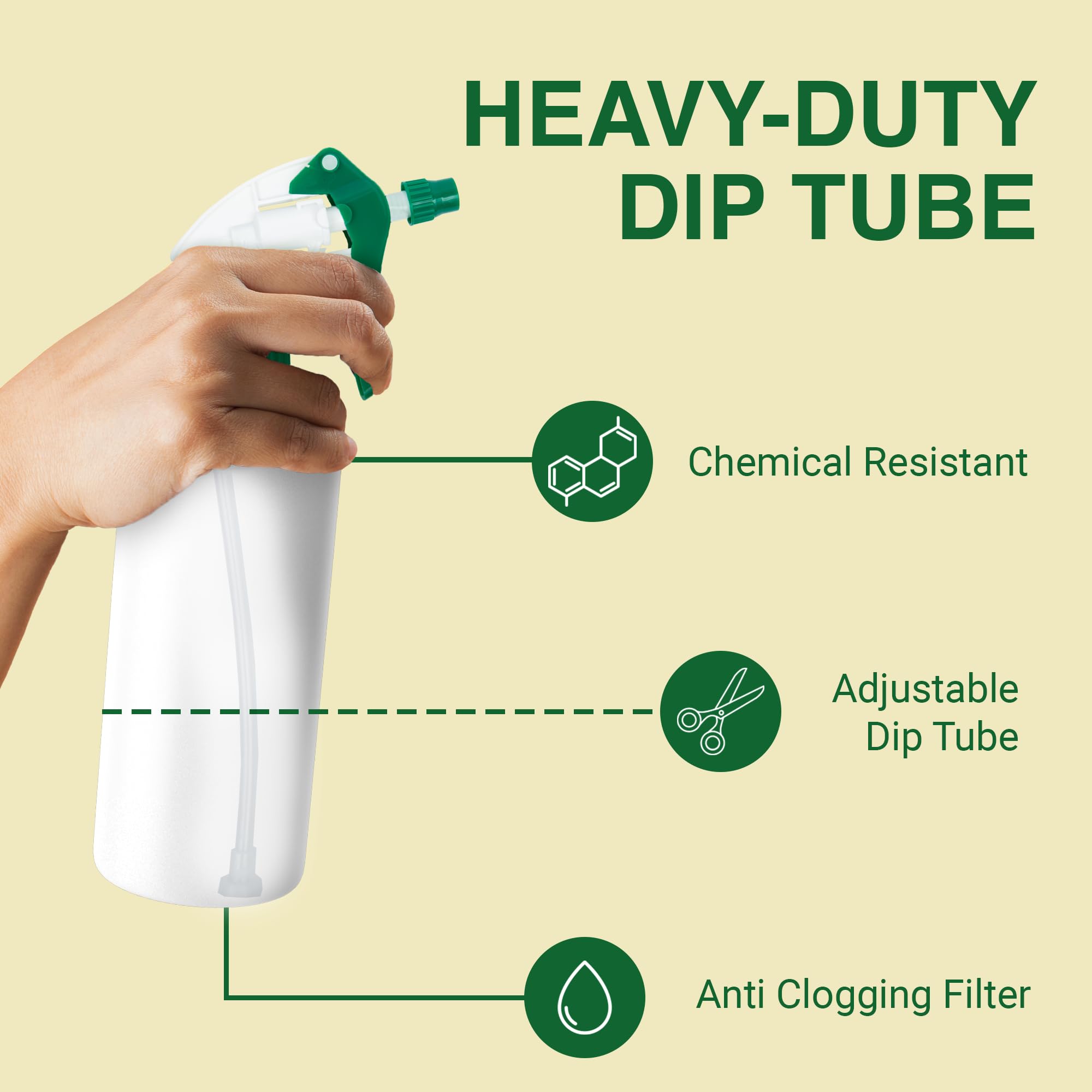 Heluva Green leak-proof design prevents drips and supports versatile spraying modes.