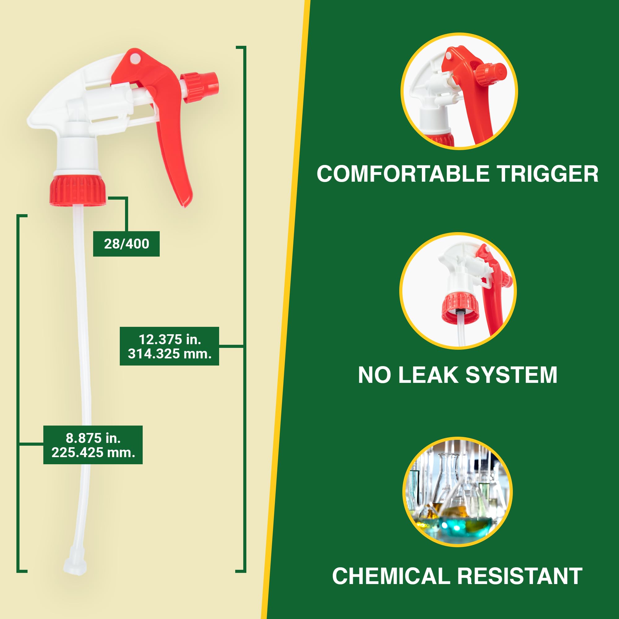 Heluva Green nozzle fits 8-32 oz bottles for broad compatibility