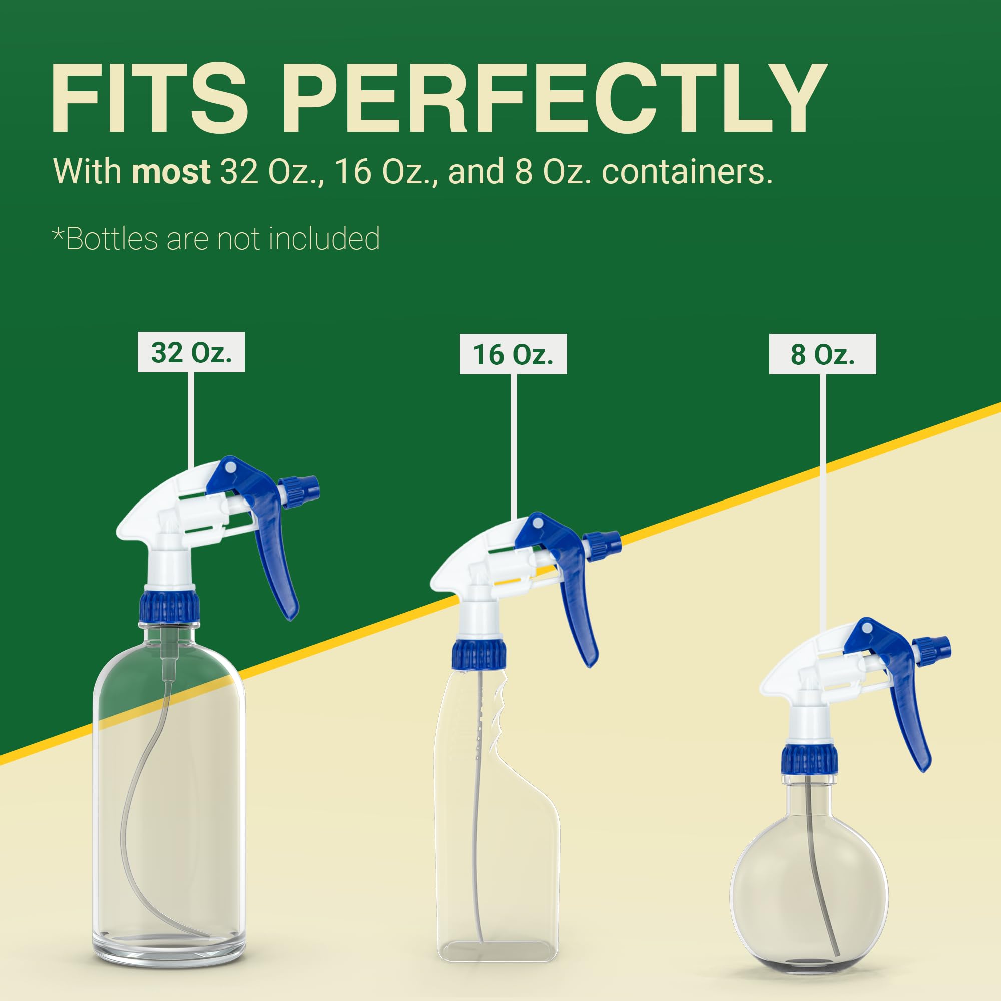 Heluva Green six-pack blue nozzle tops provide versatile sprayers for multiple applications.