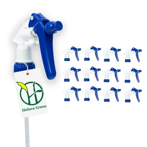 Heluva Green spray nozzle 13-pack compatible with many bottles for flexible cleaning tasks.