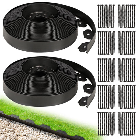 Hemikaki 1.5 inch garden edging border 100ft laid out to clearly define lawn and beds.