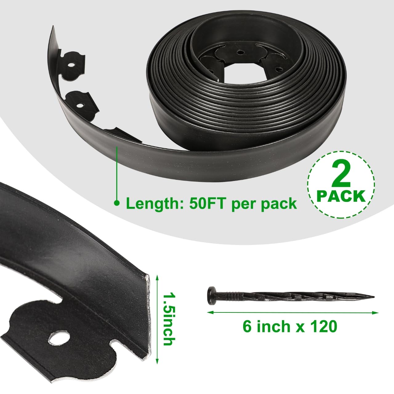 Hemikaki anchoring spikes stabilize border for lasting garden edges.
