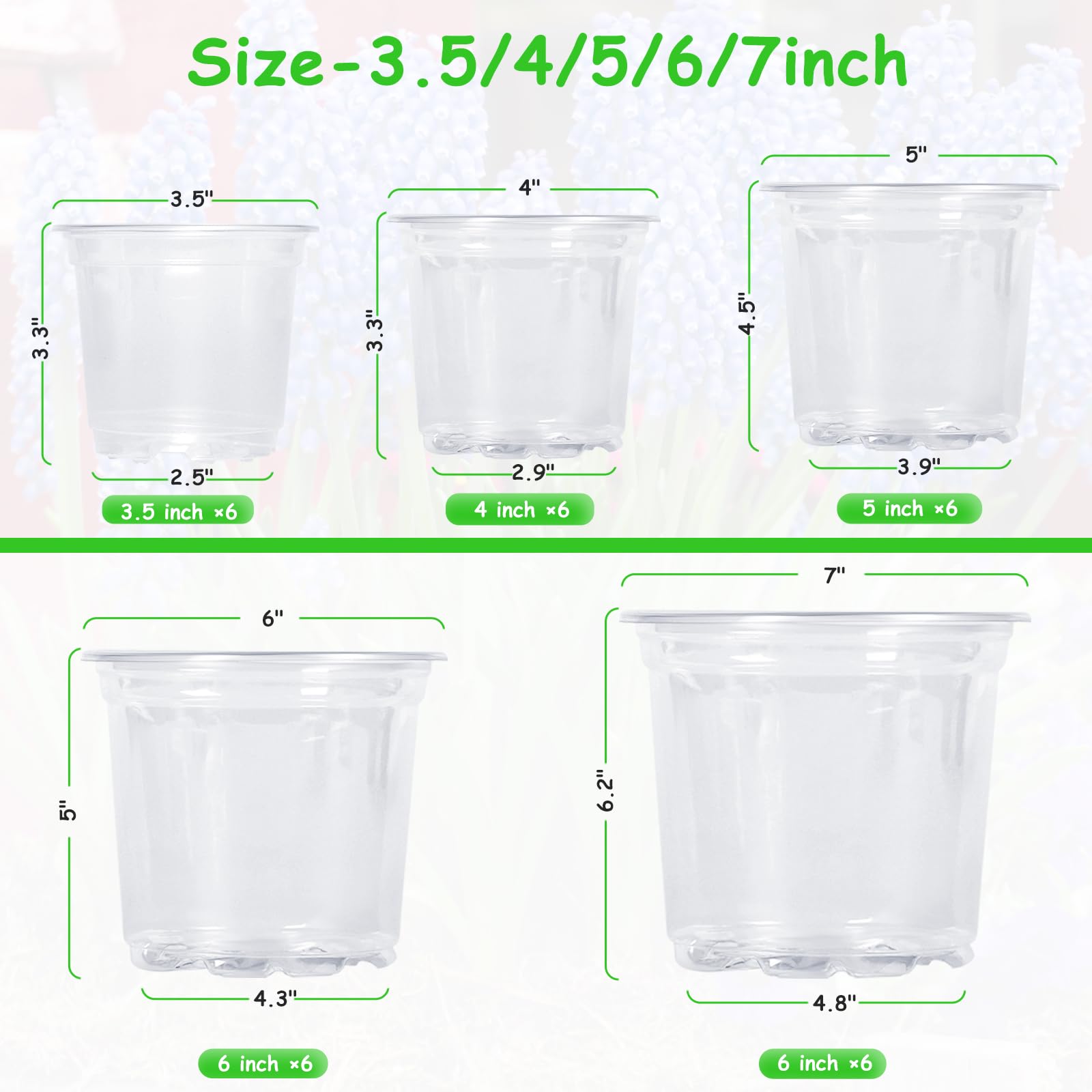 Hemikaki clear nursery pot 4 inch; sturdy plastic for easy moisture monitoring.