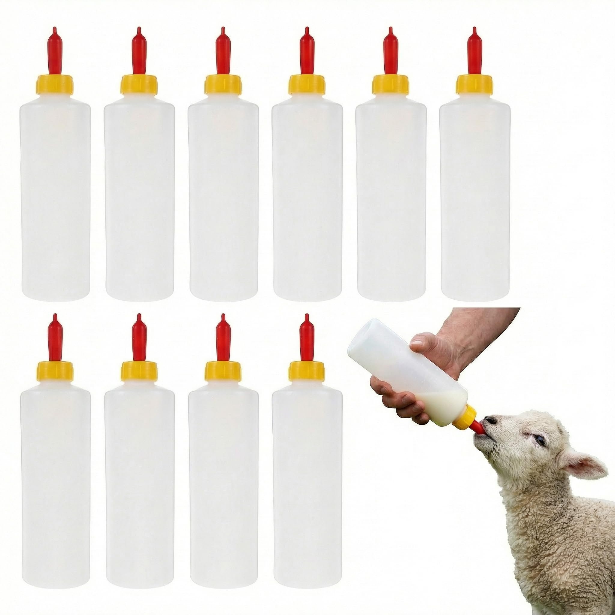 Hemoton goat nipple 10-pack bottle set for easy farm feeding