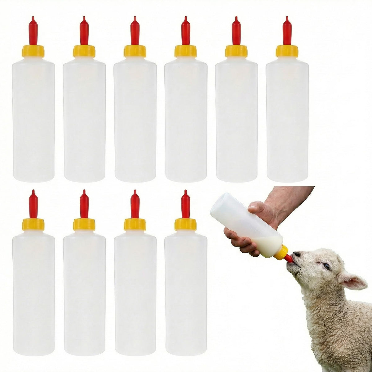 Hemoton goat nipple 10-pack bottle set for easy farm feeding