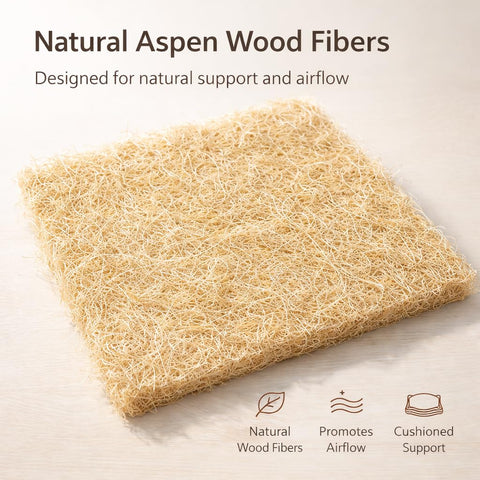 Moisture and droppings pass through excelsior fibers, keeping eggs on top for easy gathering.
