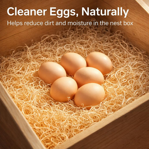 Eggs stay clean and visible as Hen Comfort nest pads minimize rolling and cracking.