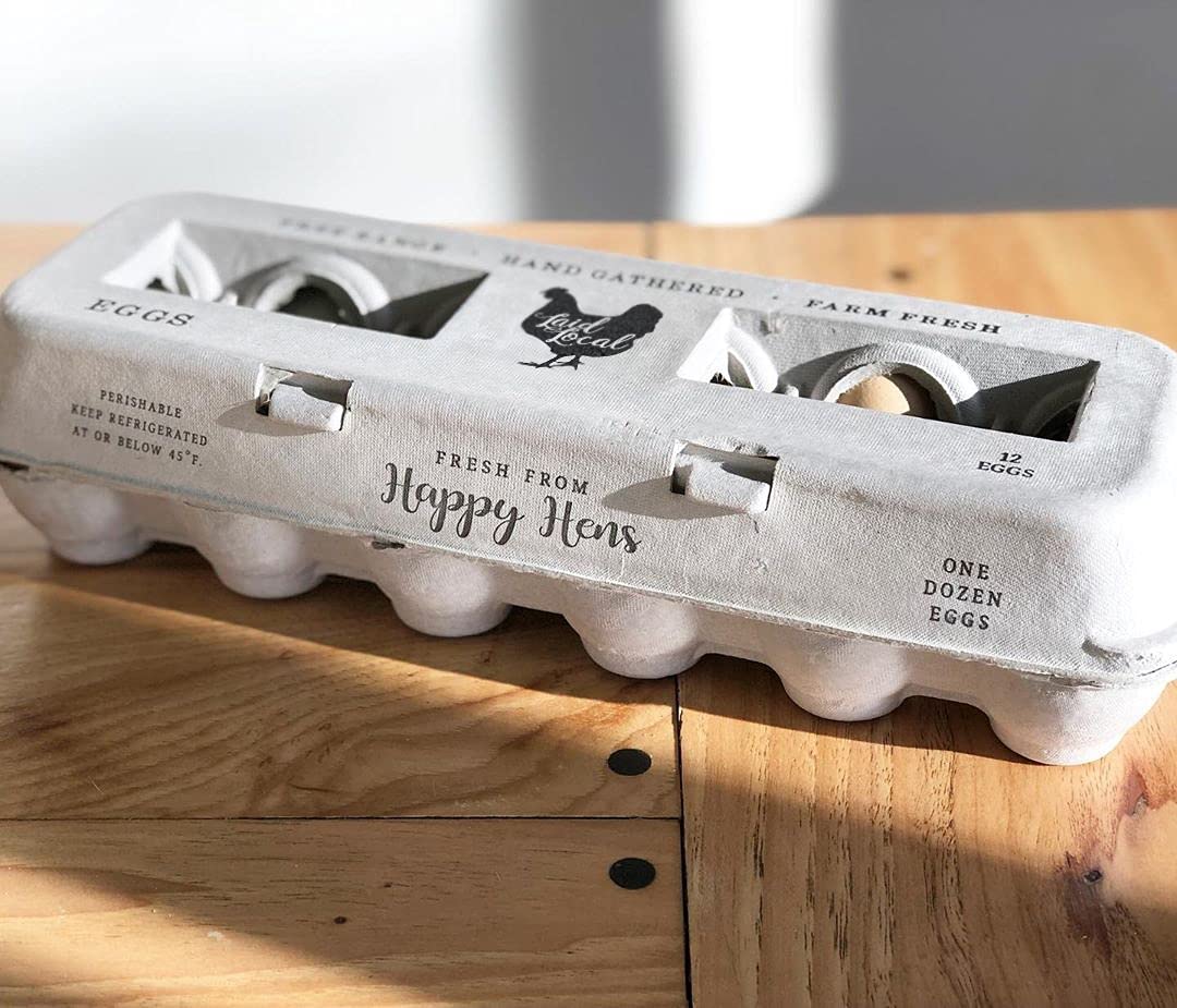 Henlay 25-egg carton with adorable vintage design showcasing farm-fresh eggs.