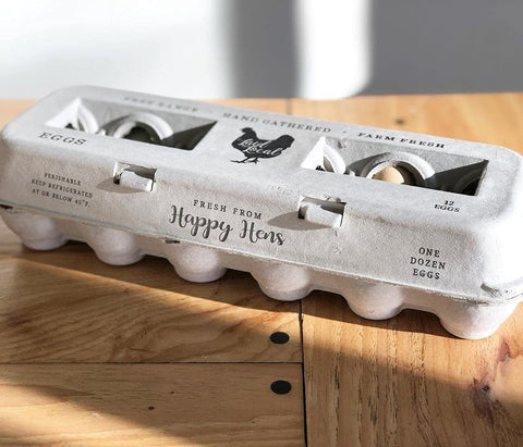 Henlay 25-egg carton with adorable vintage design showcasing farm-fresh eggs.