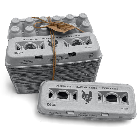 Henlay printed farmhouse design adds rustic charm to egg packaging.