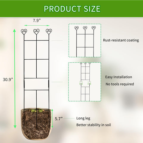 Hensal trellis with extended 5.7-inch legs provides stable grounding.