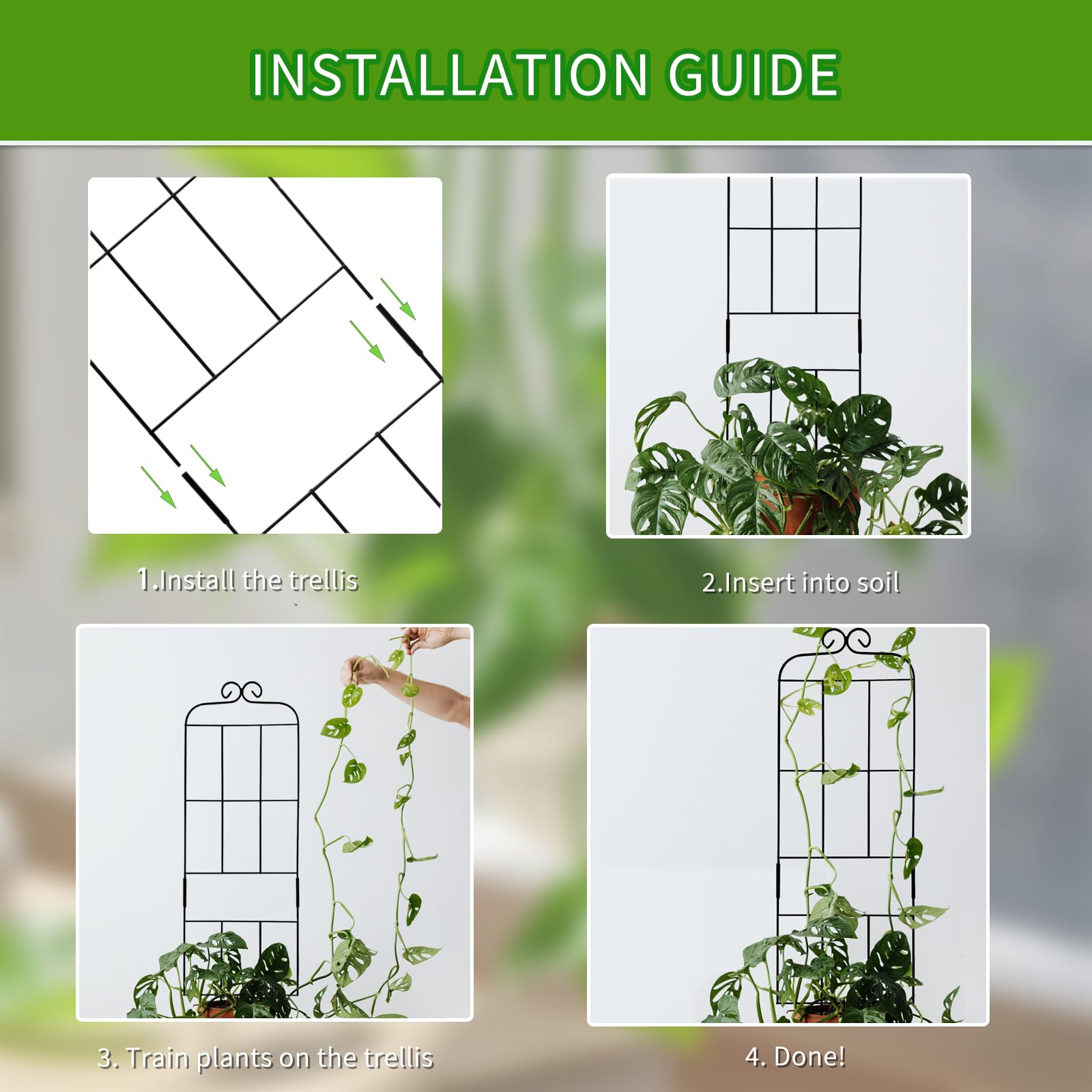 Hensal two-piece assembly trellis makes setup quick for new gardeners.