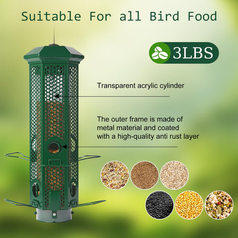 3 lb seed capacity reduces refills and supports longer birdwatching sessions