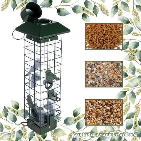 Henzavk large capacity 3lb feeder reduces refills during backyard viewing.