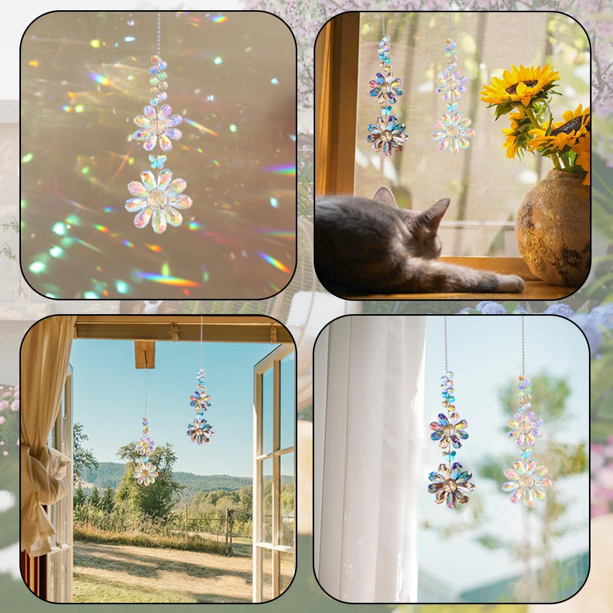 Heogacinlia colorful prism suncatchers catch sunlight and spark rainbows.
